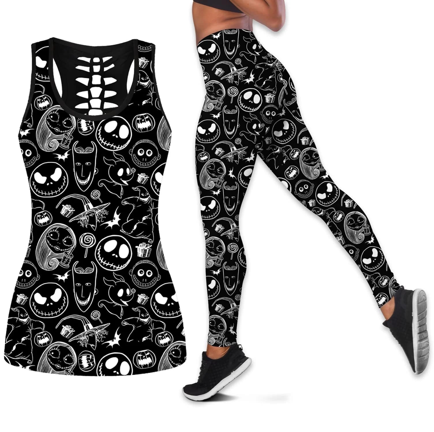 The Nightmare Before Christmas Characters Faces Women Tank Top Leggings Rtsctn
