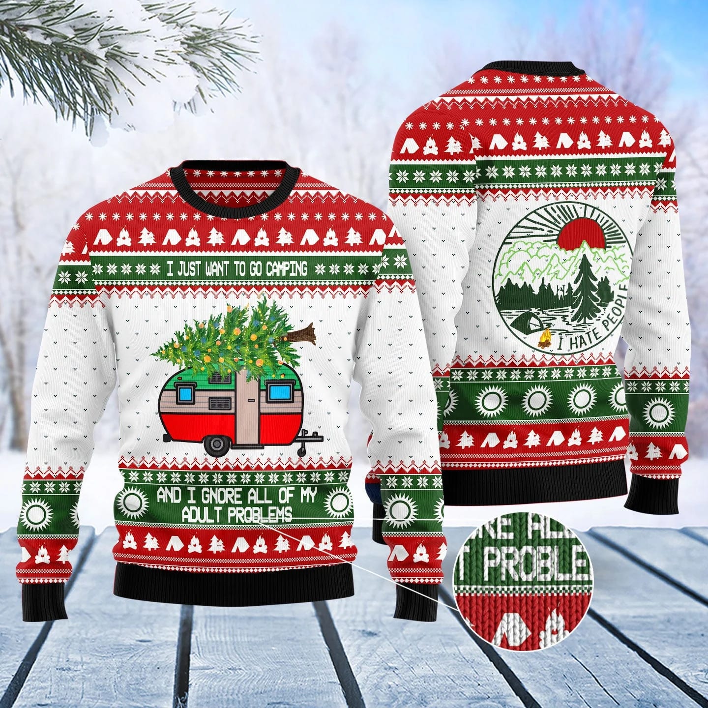 Tree Into Forest Hippie Camping Ugly Christmas Sweater Qfrphd