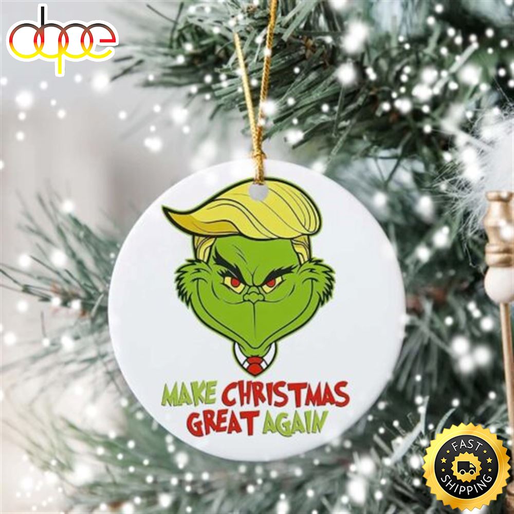 Trump The Grinch Face Funny Christmas Ornament A5j2xu