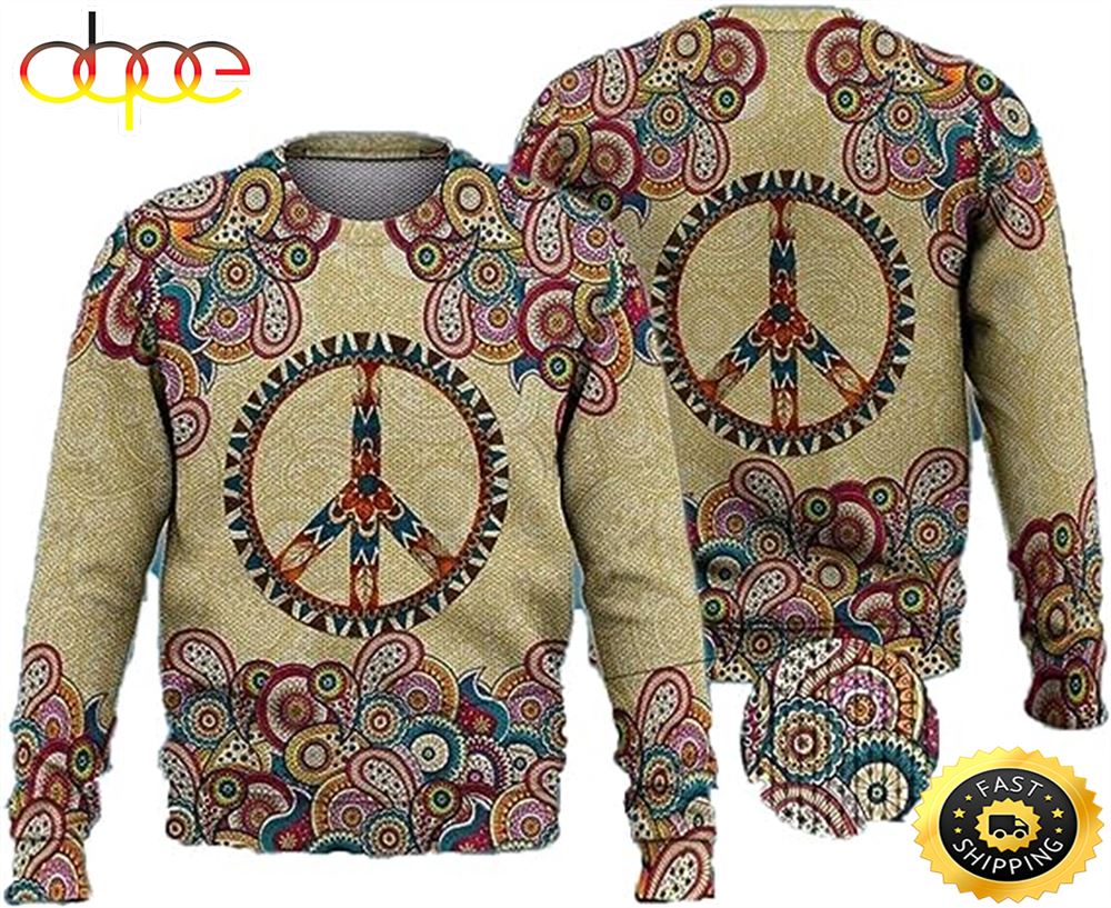 Vintage Hippie Mens Sweater Winter Holiday Jc3zli