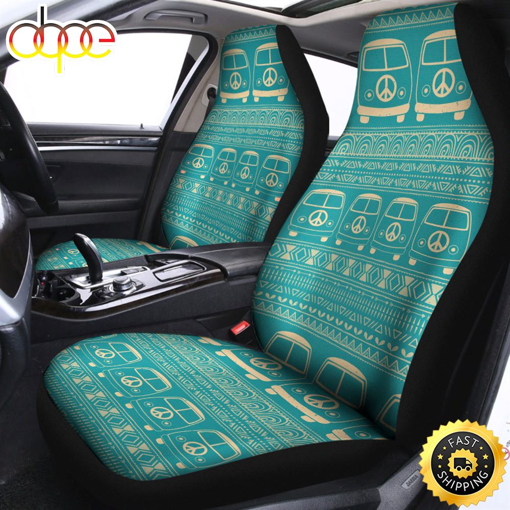 Set Of 2 Car Seat Covers Vintage Ornament Pattern Universal Auto