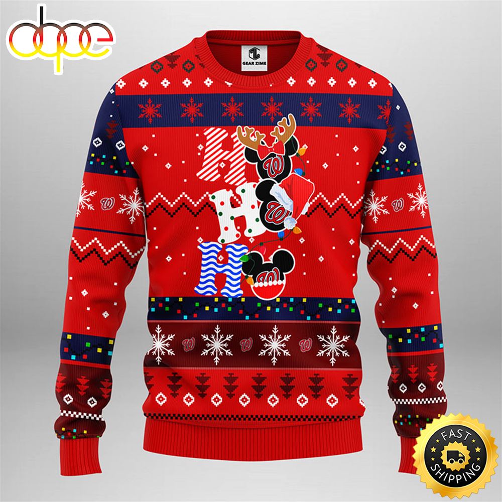 Washington Nationals Hohoho Mickey Christmas Ugly Sweater 1 Gbyipm