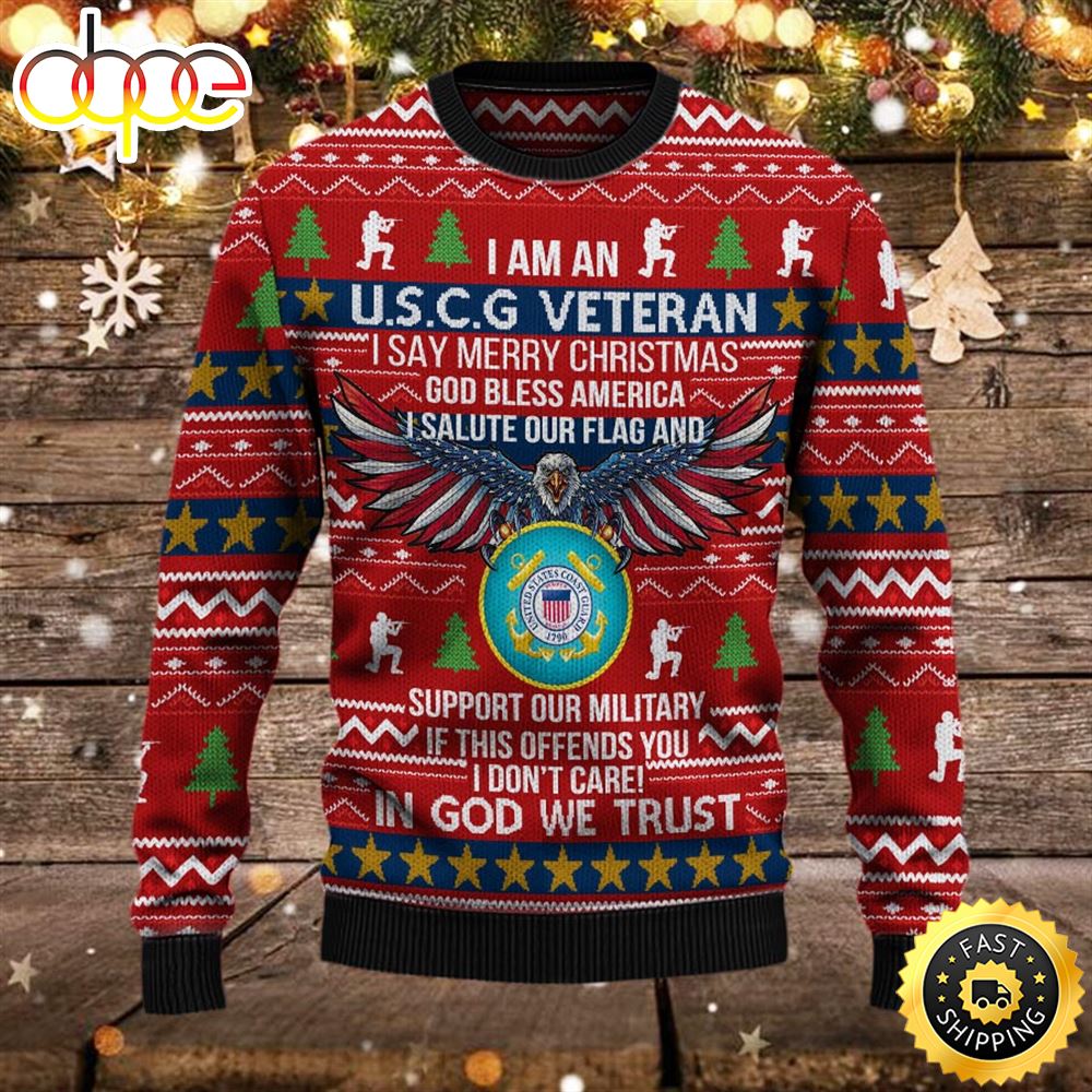 Armed Forces Uscg Coast Guard Military Vva Vietnam Veterans Day Christmas Ugly Sweater
