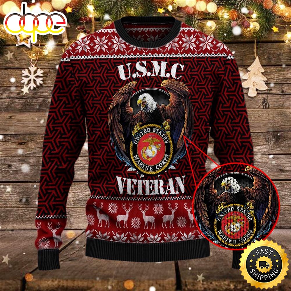 Armed Forces Usmc Marine Military Vva Vietnam Veterans Day Gift For Father Dad Christmas Ugly Sweater 3D Ad5kxz