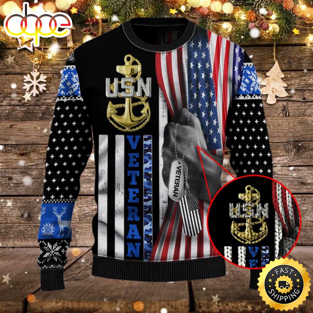 Armed Forces Usn Navy Military Vva Vietnam Veterans Day Christmas Ugly Sweaters Dfemik