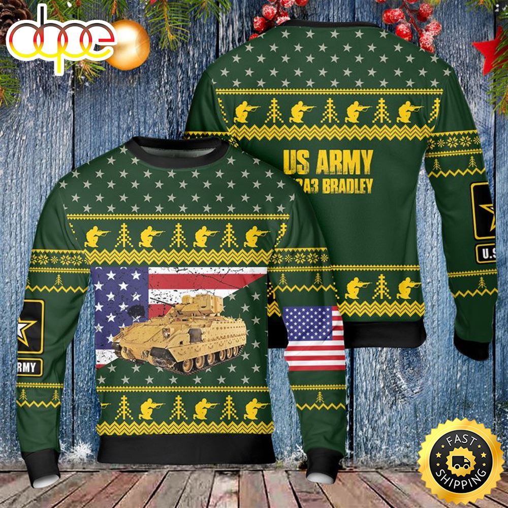 Army M2a3 Bradley Christmas Sweater 3d Vzaexo