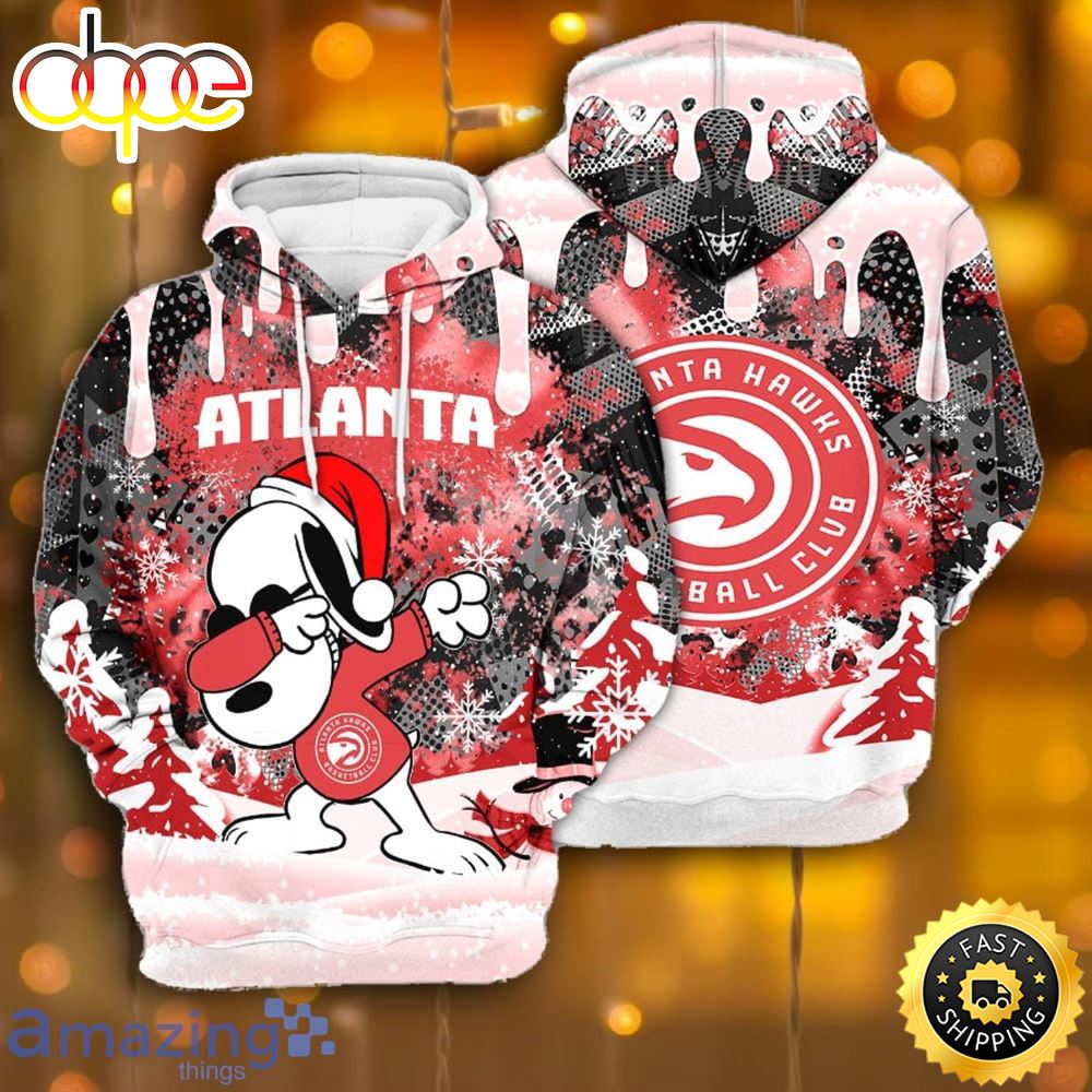 Atlanta Hawks Snoopy Dabbing The Peanuts Sports Football American Christmas All Over Print 3D Hoodie Qh9atq