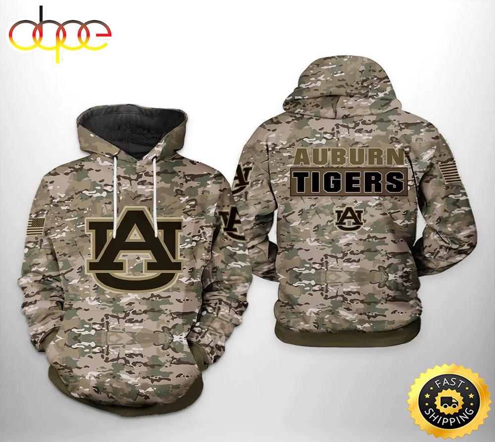 Auburn Tigers Camo Veteran 3D Hoodie NCAA Cheer Gifts R2wgix