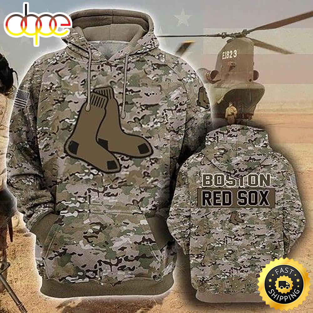 Boston Red Sox Camouflage Veteran 3d Hoodie All Over Print - T