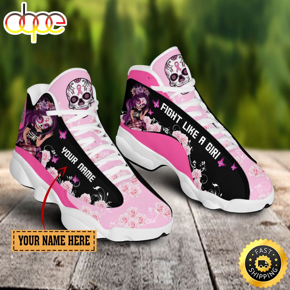 Breast Cancer Fight Like A Girl Pink Flower Custom Name Jd13 Shoes Zcueoj