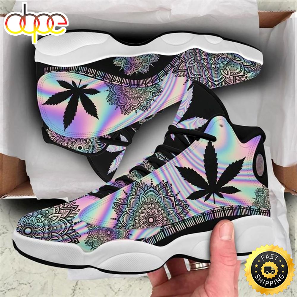 Cannabis Weed Hologram Air Jordan 13 Sneakers Shoes For Men And Women Air Jd13 Shoes N8cbop