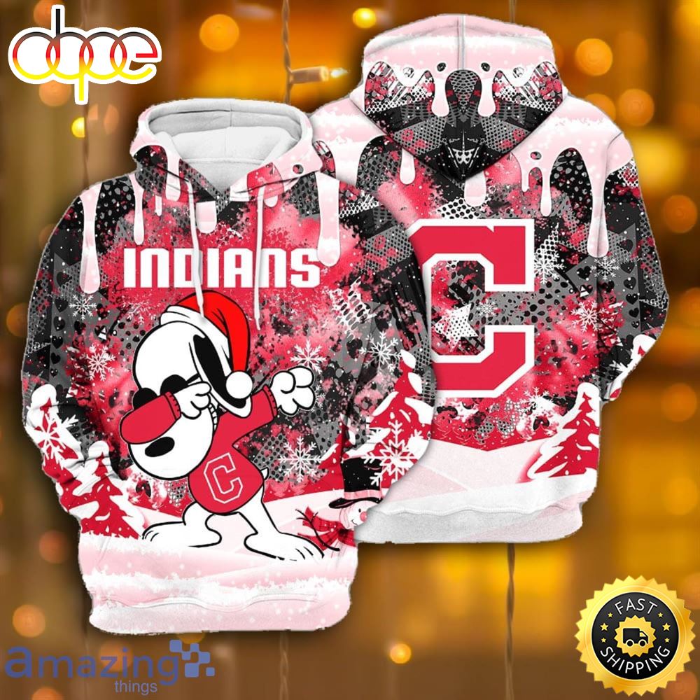 Cleveland Indians Snoopy Dabbing The Peanuts Sports Football American Christmas All Over Print 3D Hoodie D0hrqq