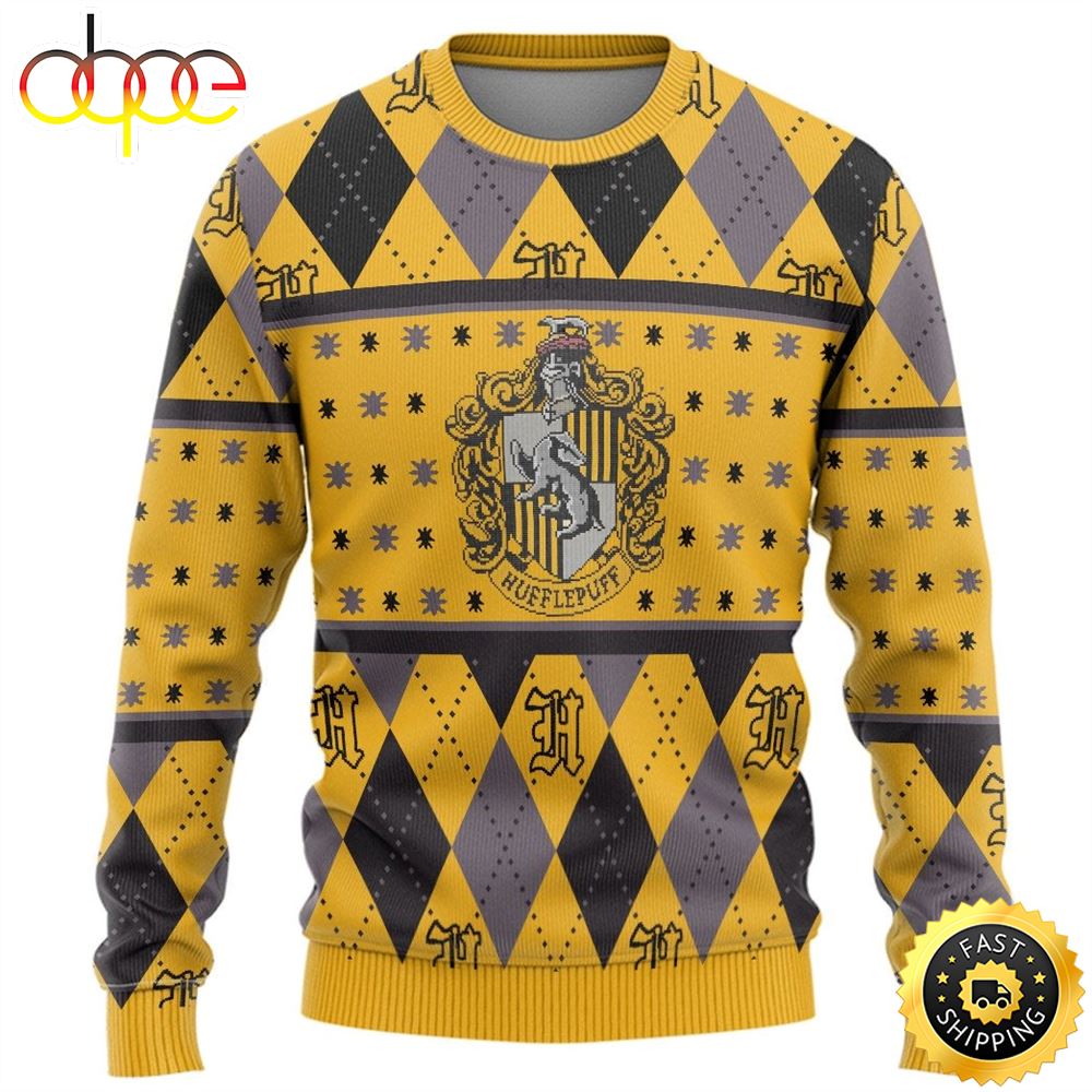 Crest Harry Potter Ugly Christmas Sweater Hufflepuff Oe1rvp