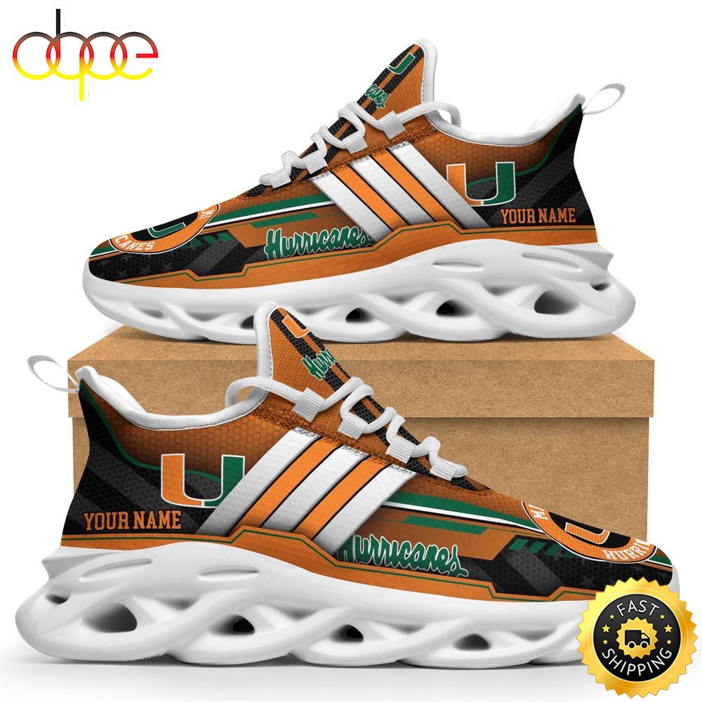 Custom Name NCAA Miami Hurricanes Max Soul Sneakers Trending Summer 1 Uhngru