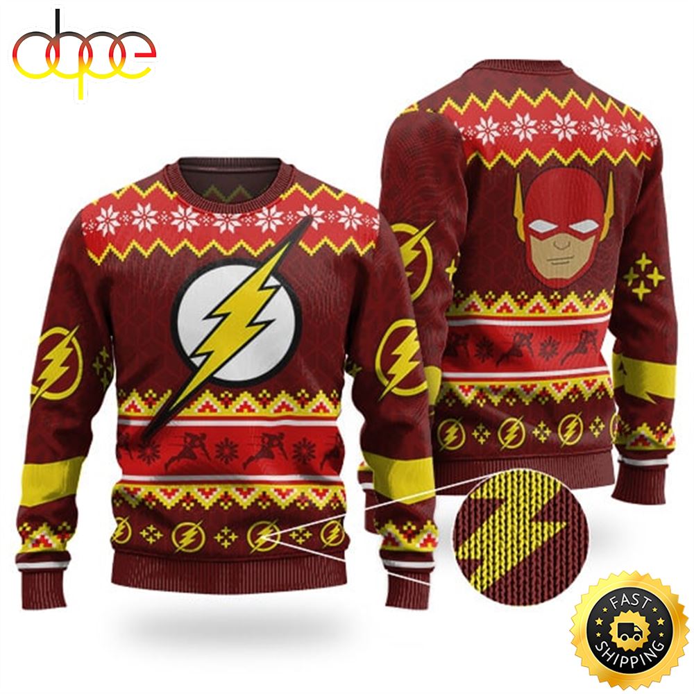 Dc Comics The Flash Maroon Chrismas Sweater Kx6jtq