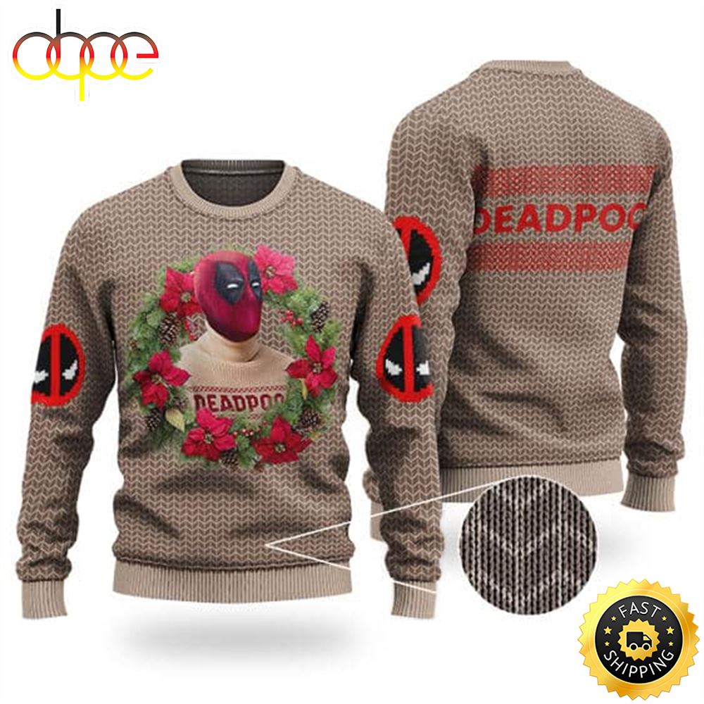 Deadpool Christmas Wreath Ugly Sweater Ofjgh8