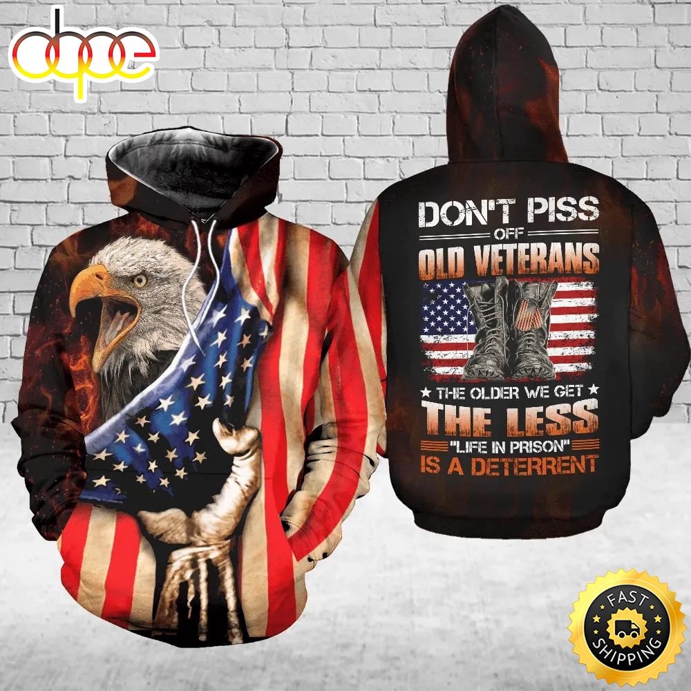 Don T Piss Off Old Veteran Combat Boot Eagle US 3D Hoodie All Over Printed Ucbite