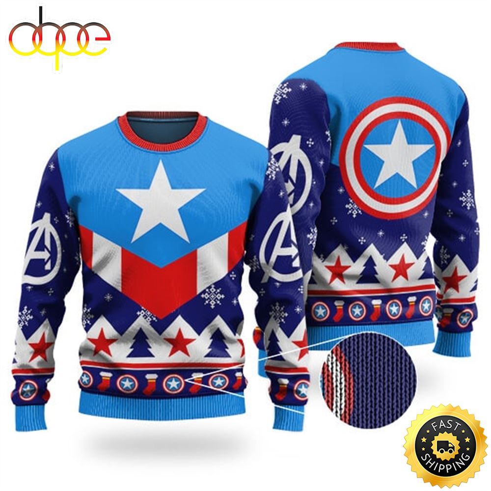 Dope Captain America Ugly Christmas Sweater Jst7os