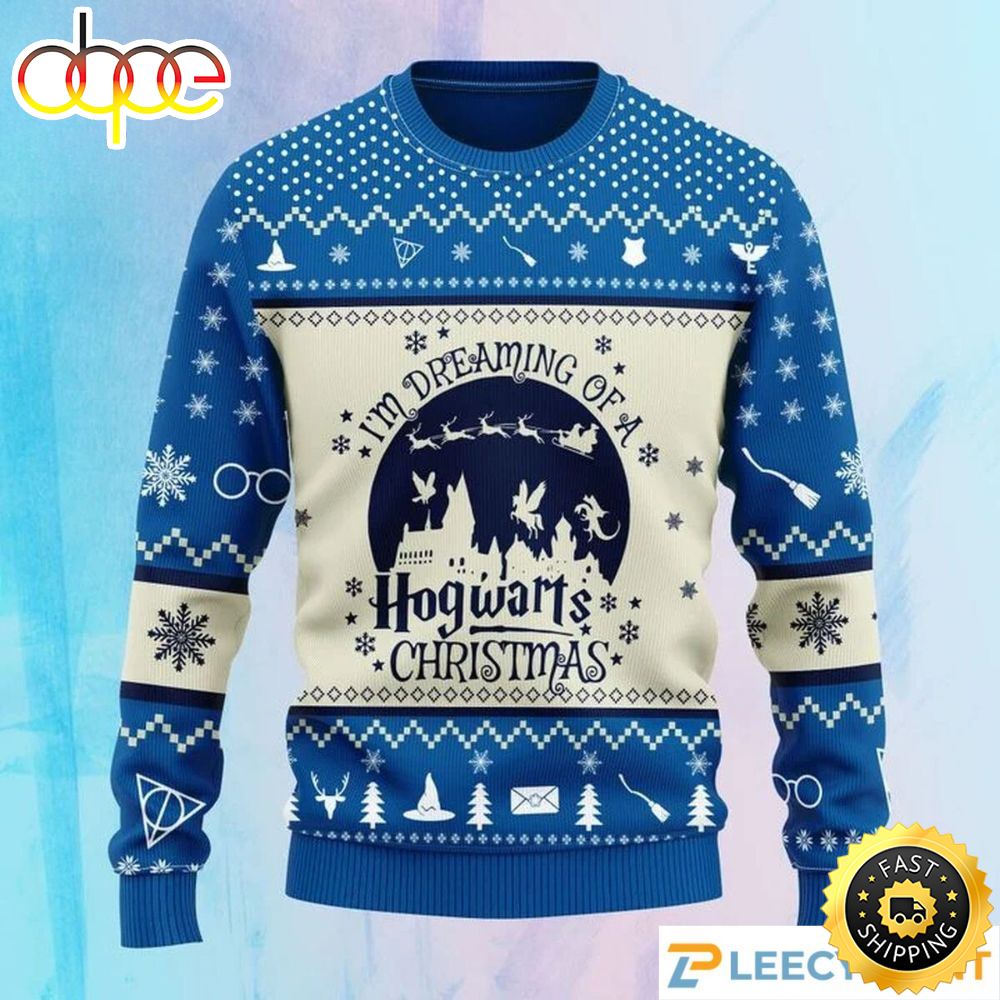 Dream Of A Hogwarts Harry Potter Ugly Christmas Sweater U1g8qp