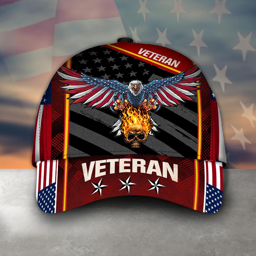 Eagle Skull American Flag Veteran Classic Cap Ysnrnc