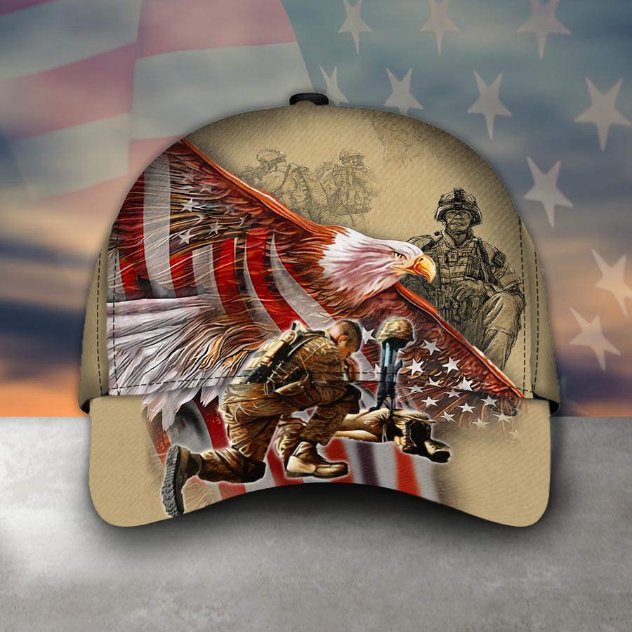 Eagle US Flag Wings Veteran Classic Cap Qkbvrs
