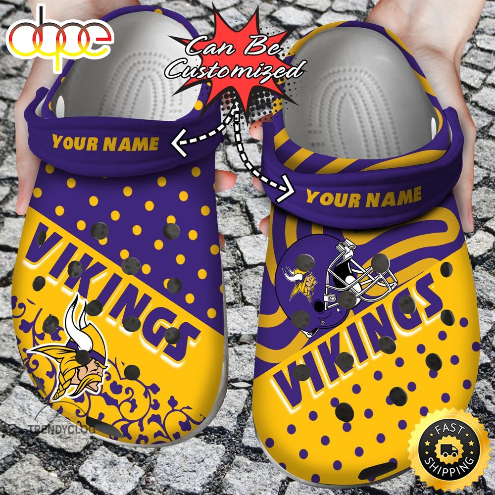 Football Personalized MVikings Polka Dots Colors Clog Crocs Shoes Lblt43