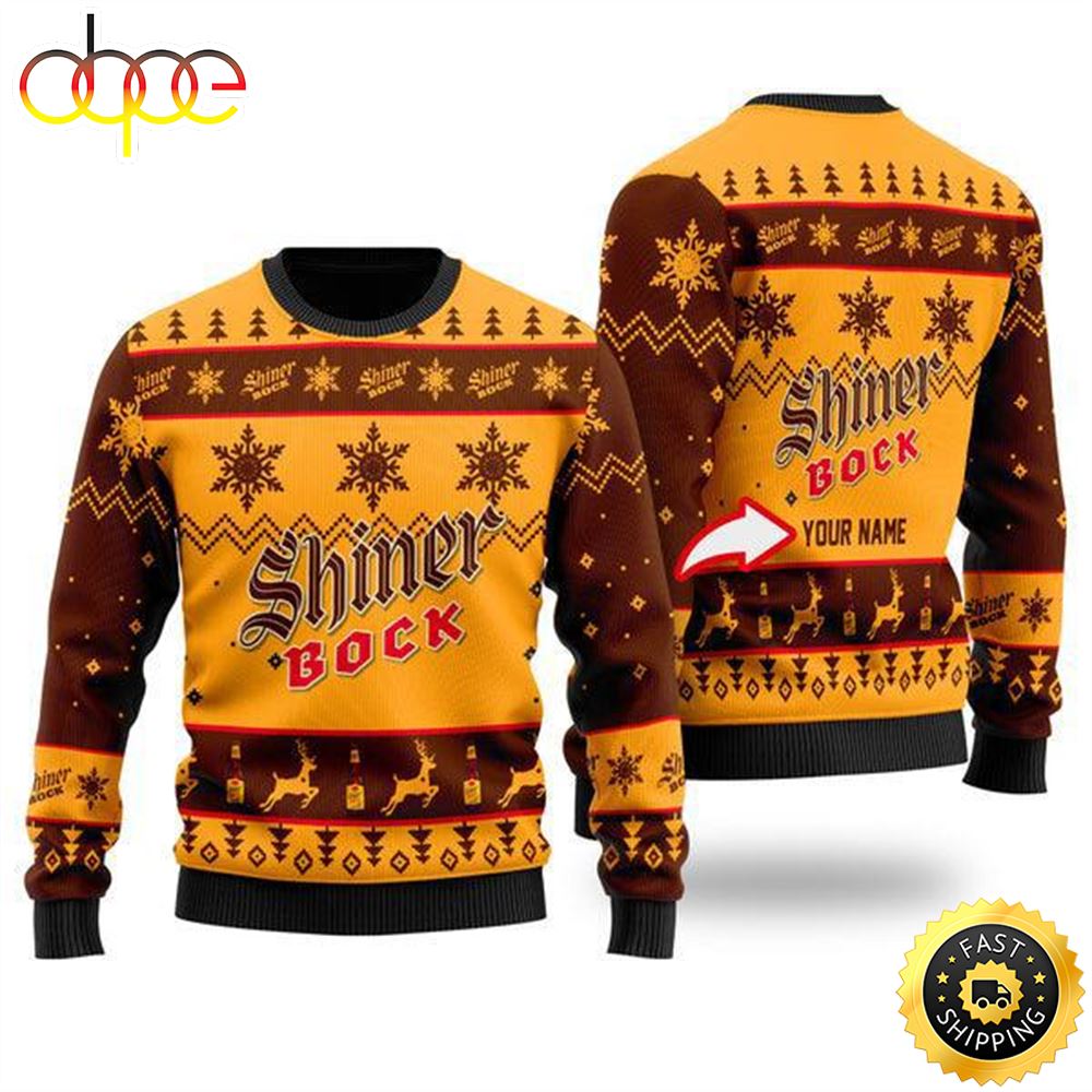 Funny Shiner Bock Beer Personalized Ugly Christmas Sweaters Q2uaky