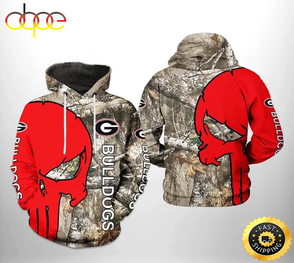 Georgia Bulldogs Camo Veteran Hunting And Skull Punisher 3D Hoodie Georgia Bulldogs Gifts For Him Iniubc