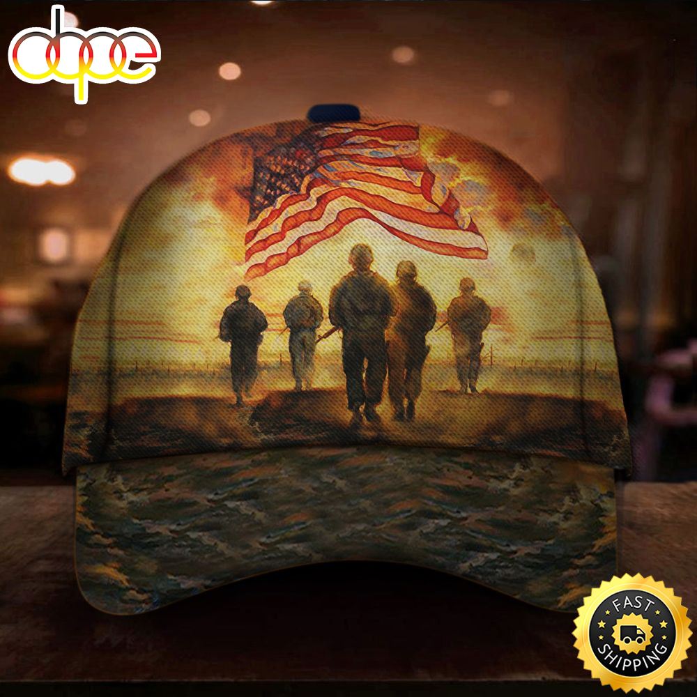 God Jesus Blessed Our Troops Hat Honor Veterans Patriotic Gift For Veterans Day Ideas Hat Classic Cap C9hgfc