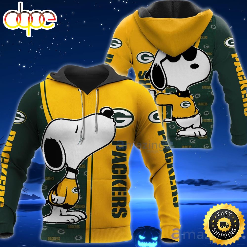 Green Bay Packers Snoopy All Over Printed 3D T Shirt Hoodie Fy44gw
