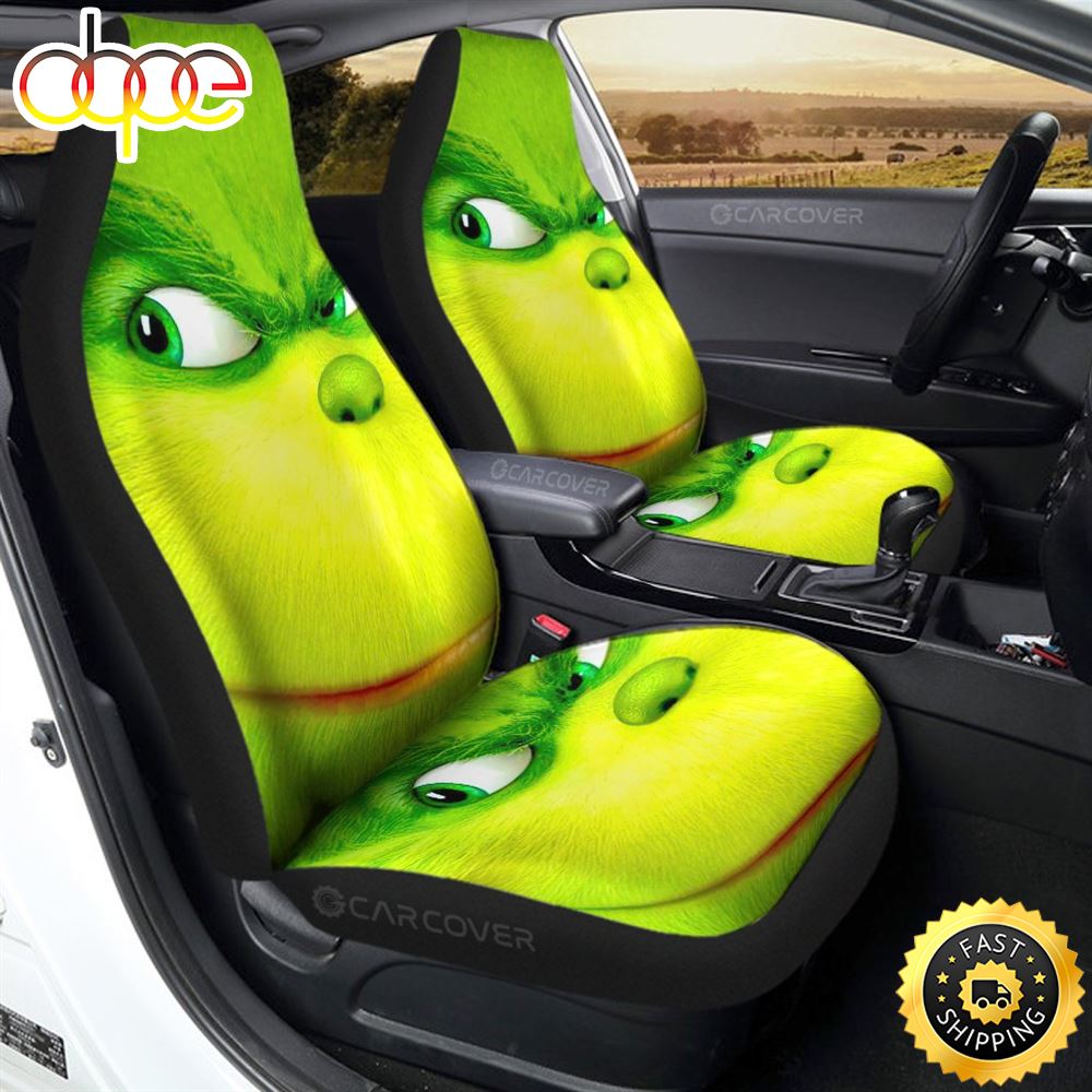 Grinch Car Seat Covers Custom Christmas Car Interior Accessories Vcin2o