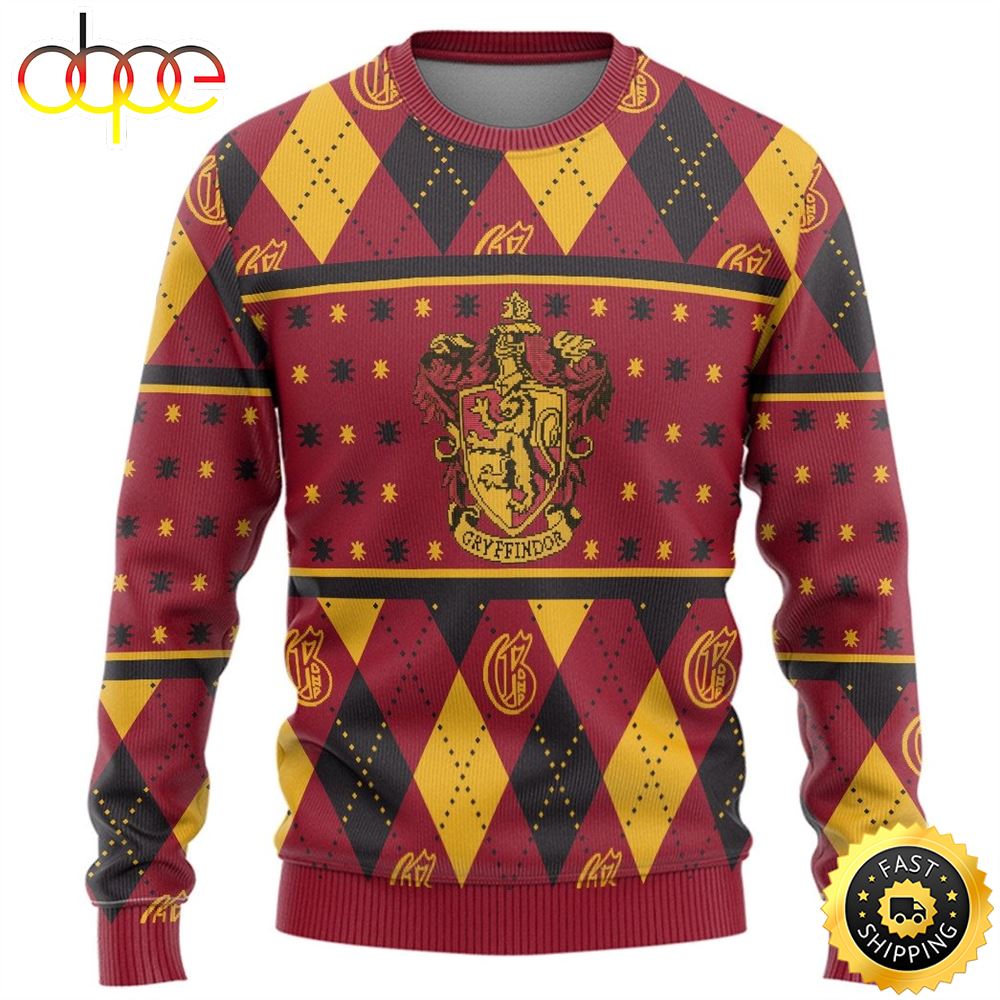 Gryffindor Crest Harry Potter Red Ugly Sweater Harry Potter Ugly Christmas Sweater Jarttw