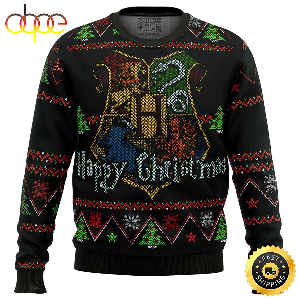 Happy Xmas 4 House Logo Harry Potter Ugly Christmas Sweater Dpo492