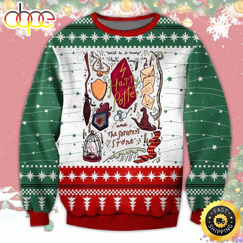 Harry Potter And The Philosophers Stone Ugly Sweater Harry Potter Ugly Christmas Sweater Rzr23l