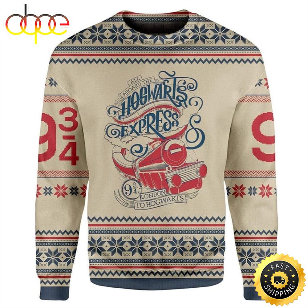 Harry Potter Ugly Christmas Sweater Hogwarts Express Jumper Injfpl