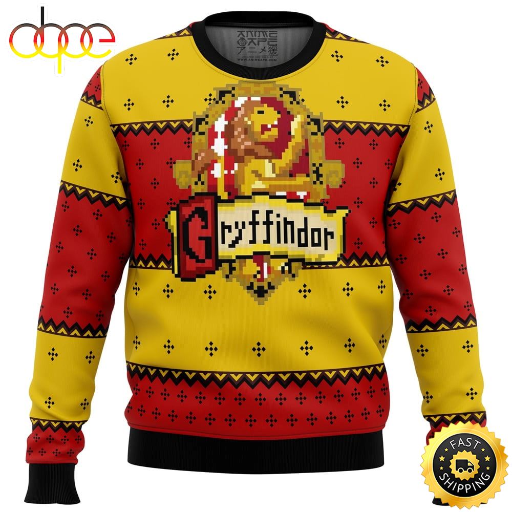 Harry Potter Ugly Christmas Sweater Red Yellow Gryffindor X373oe