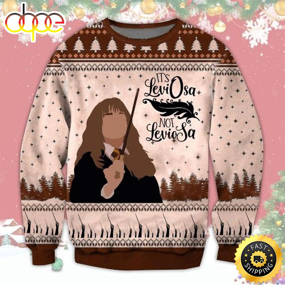 Hermione Its Leviosa Not Leviosa Harry Potter Ugly Christmas Sweater Gzmw2r