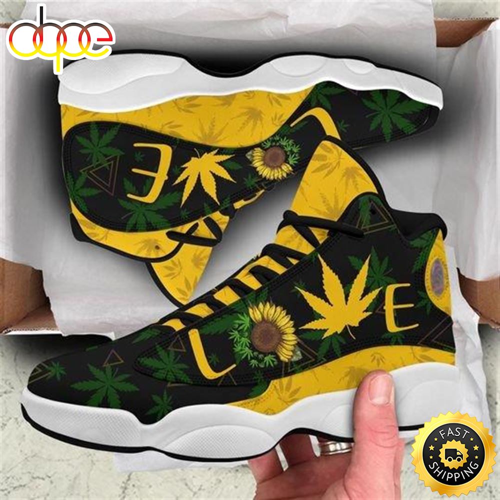 Hippie Love 420 Sunflower All Over Print Air Jordan 13 Sneakers Y5gk9r