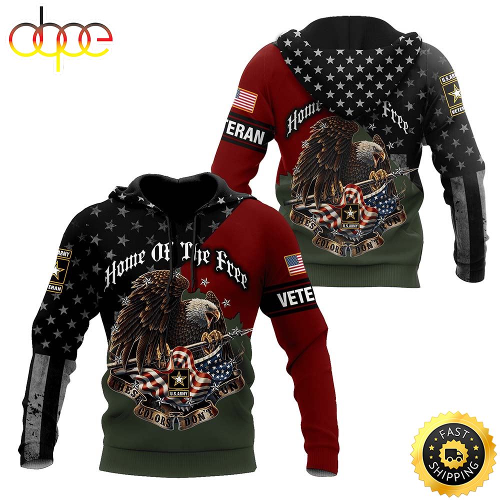 Home Of The Free Us Veteran 3D Hoodie Gifts For Military Men P3g3ge