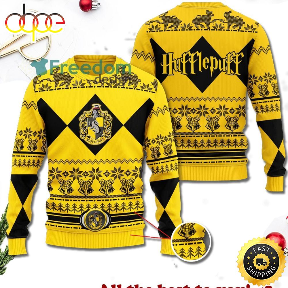 Hufflepuff Merry Xmas Harry Potter Ugly Christmas Sweater O0sxvy
