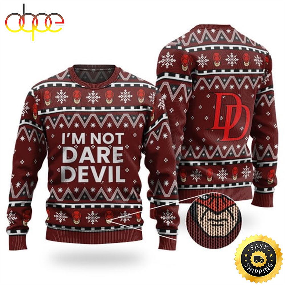 I M Not Daredevil Maroon Ugly Xmas Sweater Yowqml