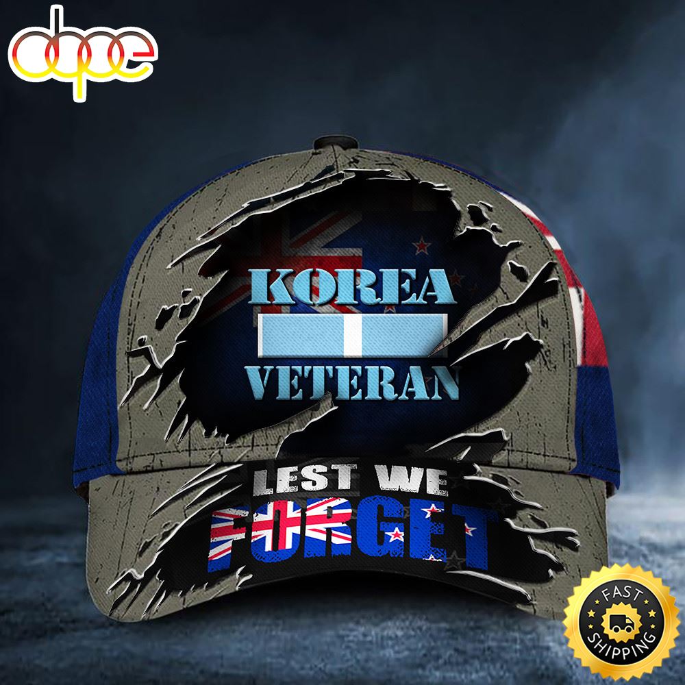 Korea Veteran Lest We Forget New Zealand Flag Hat Military Remembrance Patriotic Hats For Dad Hat Classic Cap Bxpncl