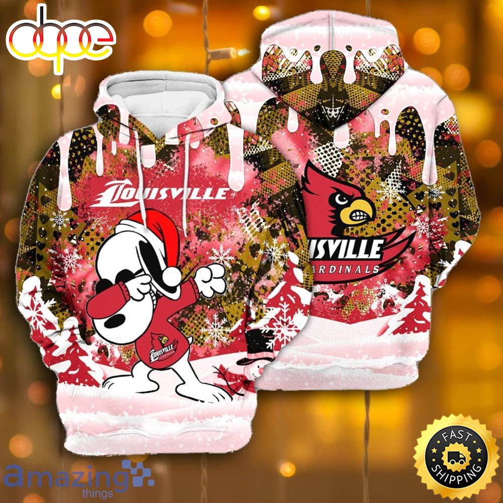 Louisville Cardinals Snoopy Dabbing The Peanuts Sports Football American Christmas All Over Print 3D Hoodie Vtnaqe