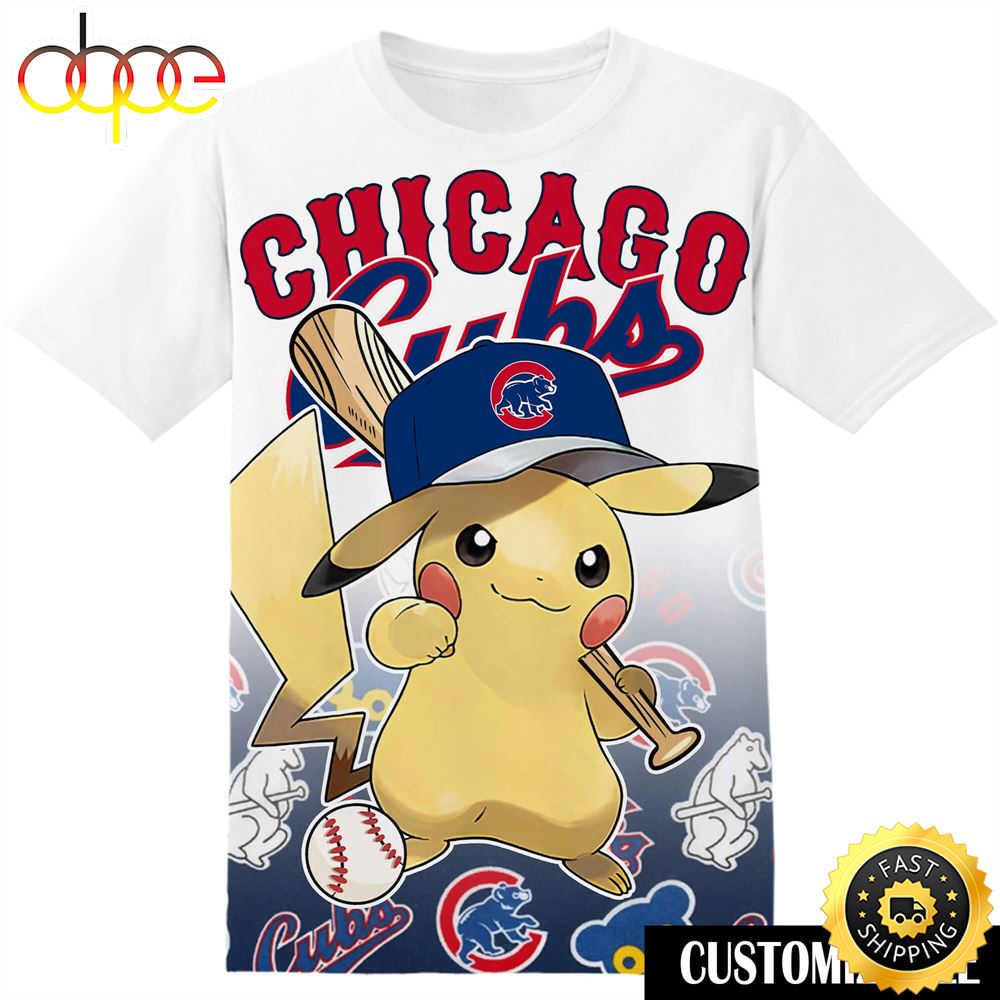 MLB Chicago Cubs Pokemon Pikachu Tshirt Adult And Kid Tshirt Jjzbeq
