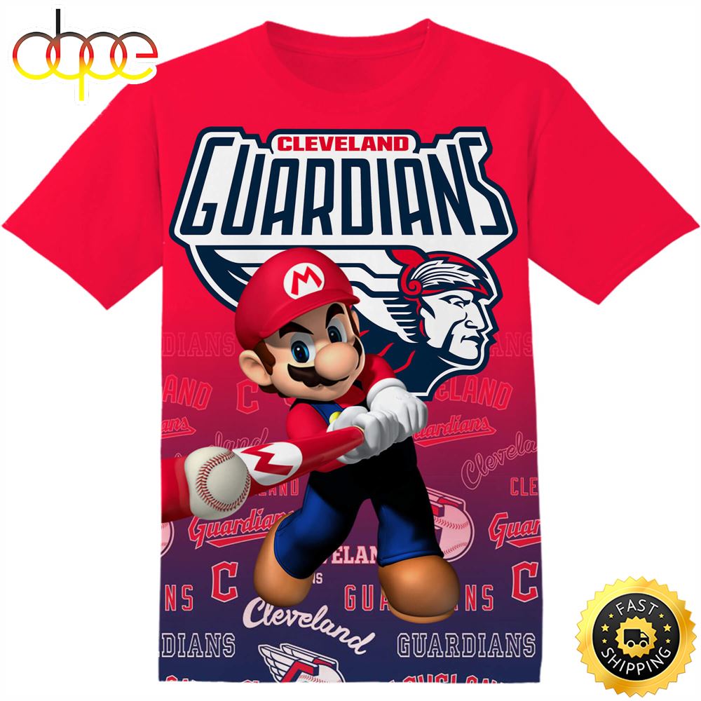 MLB Cleveland Guardians Super Mario Tshirt Adult And Kid Tshirt F9ewx7
