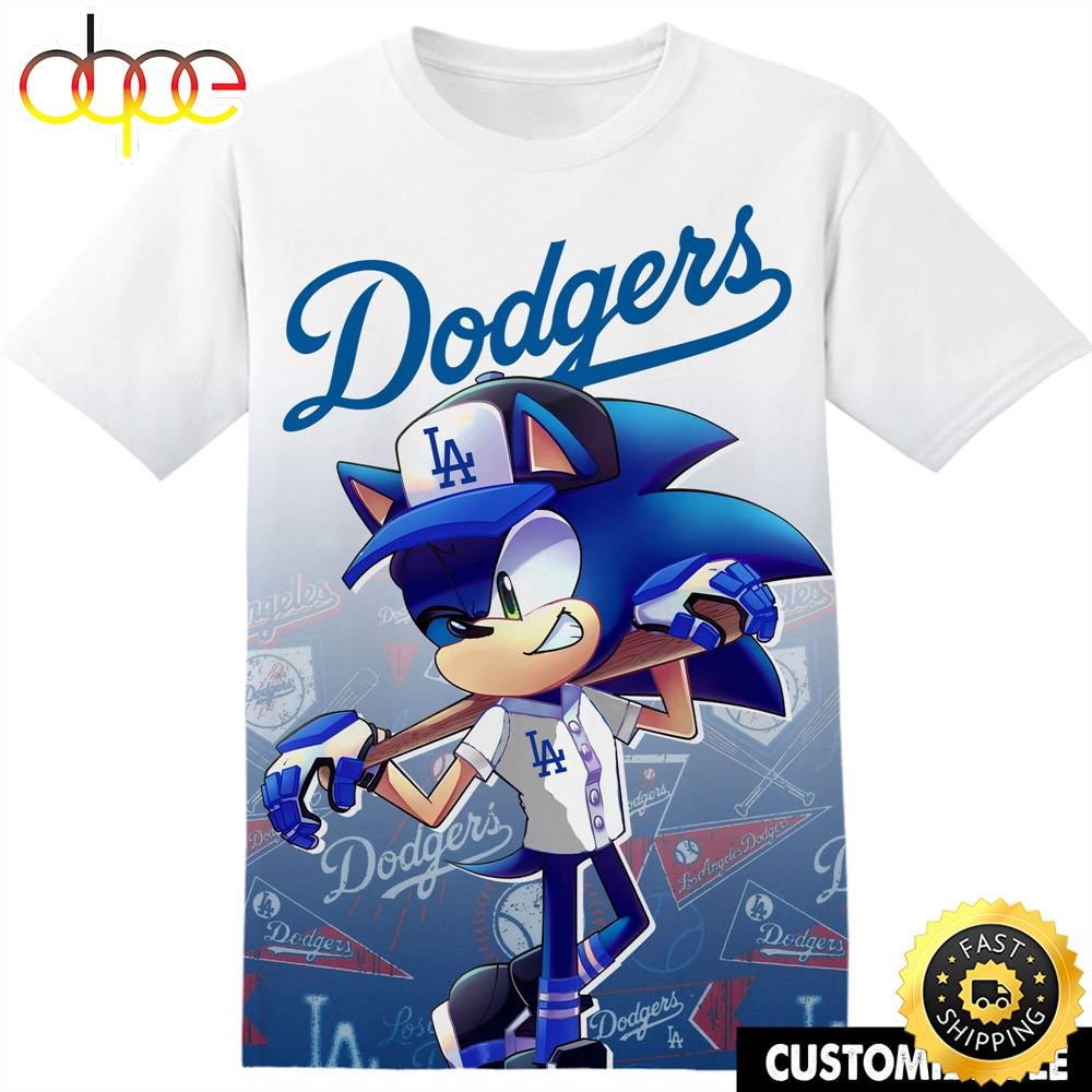 MLB Los Angeles Dodgers Sonic The Hedgehog Tshirt Adult And Kid Tshirt K5ixdx