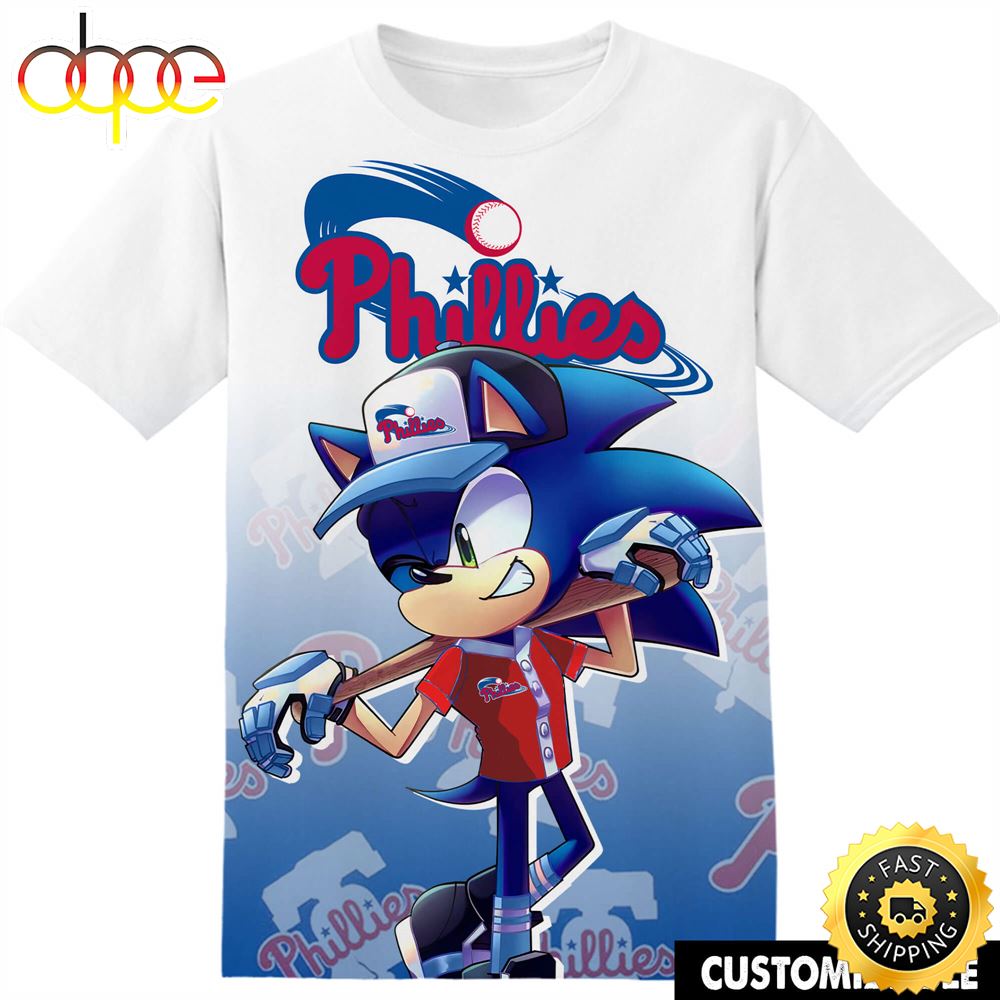 MLB Philadelphia Phillies Sonic The Hedgehog Tshirt Adult And Kid Tshirt E1ylbt