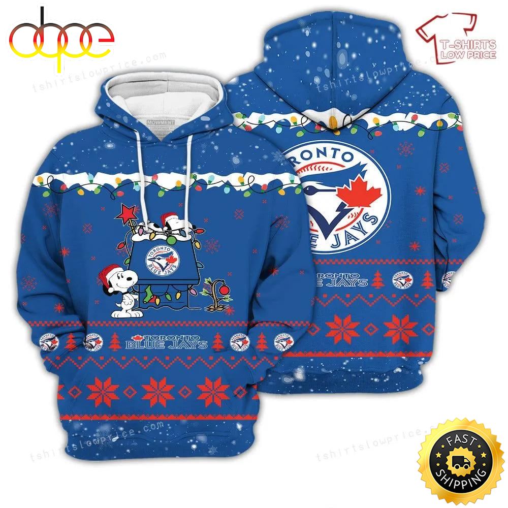 MLB Toronto Blue Jays Snoopy Ugly Christmas Pullover Hoodie Fcyeer
