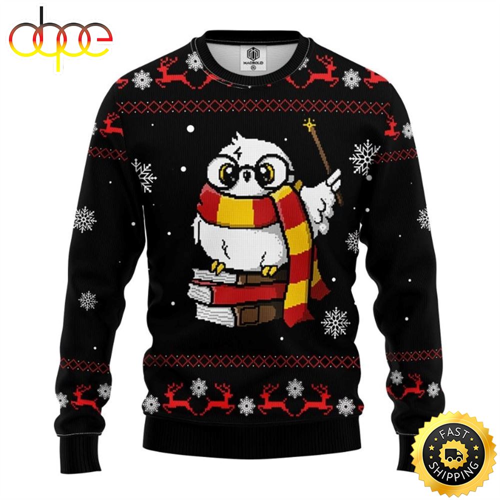 Magic Owl Ugly Xmas Wool Knitted Harry Potter Ugly Christmas Sweater Btgpiz