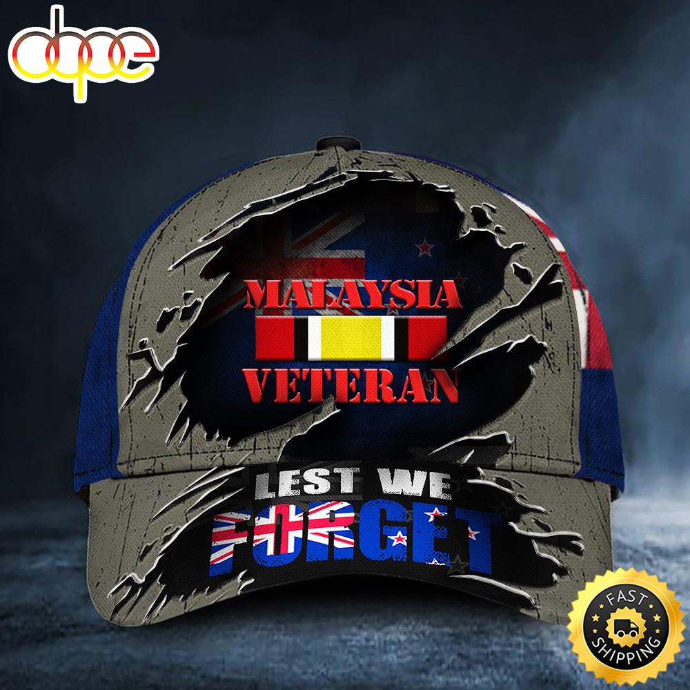 Malaysia Veteran Lest We Forget New Zealand Flag Hat Veterans Memorial Day Patriots Merch Hat Classic Cap Vdlvbd